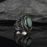 Handmade Turkish Malachite Sunnah Ring for Men