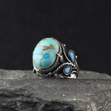 Turkish Vintage Turquoise Sterling Ring For Men