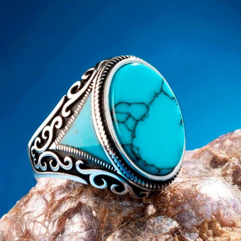 Vintage Turkish Turquoise/ Agate Ring for Men