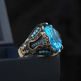 Aquamarine Turkish Sunnah Ring for Men