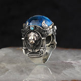 HAND CRAFTED STERLING LION ZIRCON TURKISH RING FOR MEN