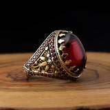 HANDMADE STERLING AGATE TURKISH RING FOR MEN