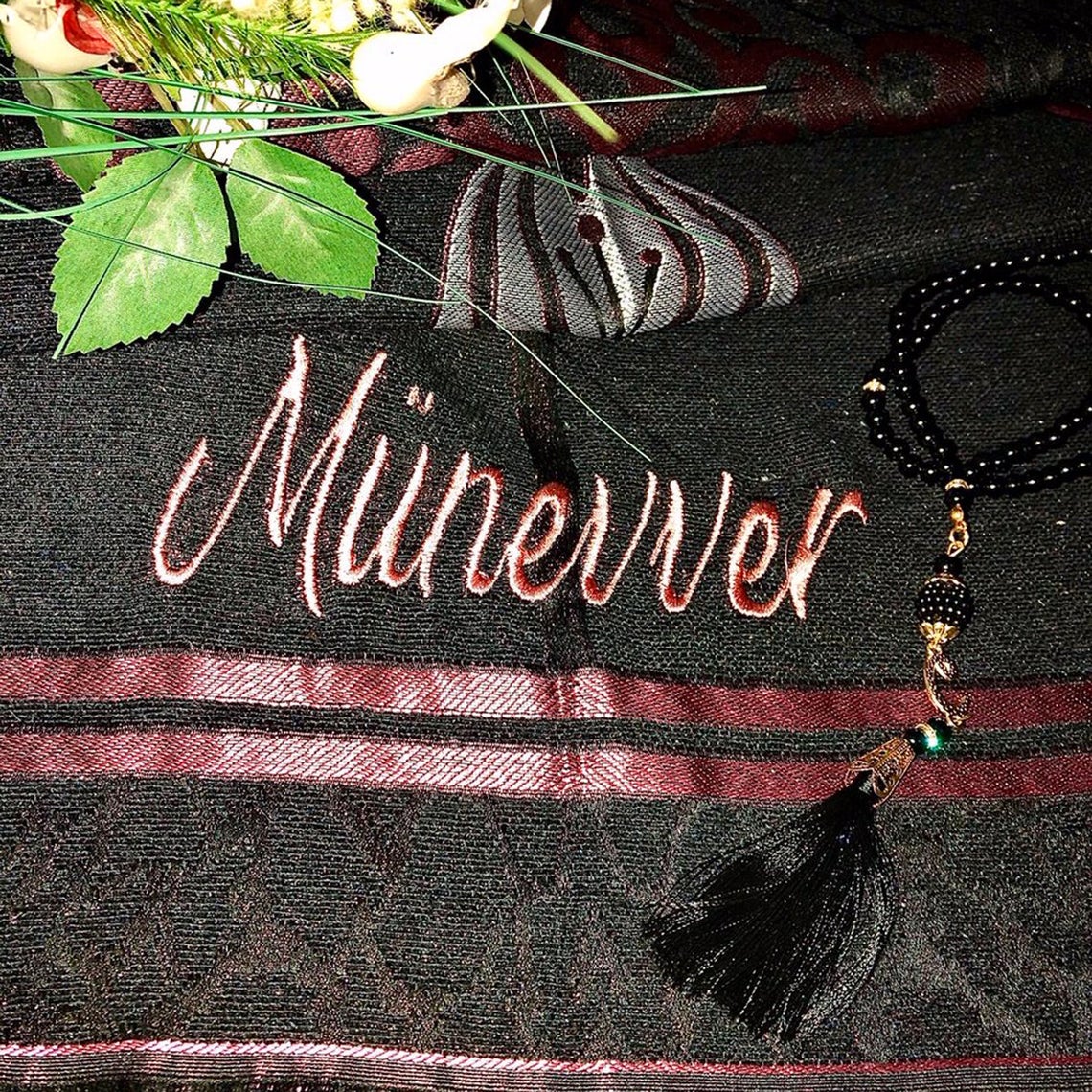 Prayer Mat With Name Personalized Prayer Rug Tasbeh Set