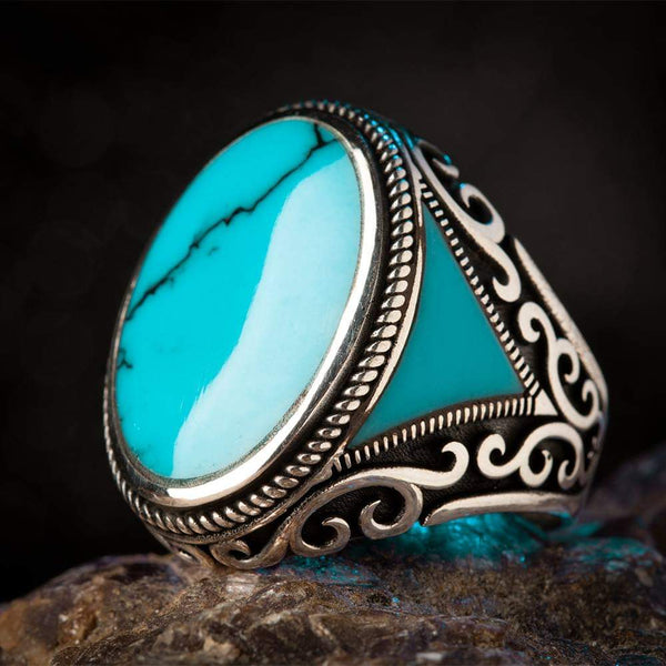 Vintage Turkish Turquoise/ Agate Ring for Men