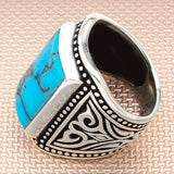 HANDMADE STERLING TURQUOISE/ONYX TURKISH RING FOR MEN