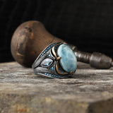 Sterling Silver Larimar Ring For Men