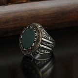 HAND CRAFTED AGATE GEMSTONE TURKISH RING FOR MEN