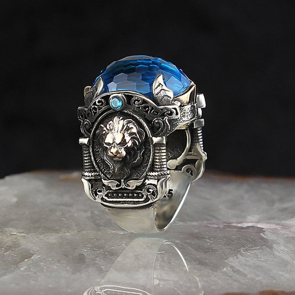 HANDMADE STERLING SILVER TURKISH LION RING FOR MEN