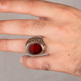HAND CRAFTED STERLING AGATE/TURQUOISE/TIGER EYE TURKISH RINGS FOR MEN