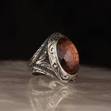 HANDMADE STERLING CUBIC ZIRCONIA TURKISH SULTAN RING FOR MEN