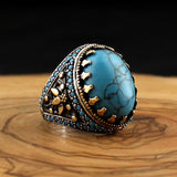 HANDMADE STERLING AGATE TURKISH RING FOR MEN