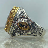 HANDMADE STERLING SILVER CITRINE TURKISH RING FOR MEN