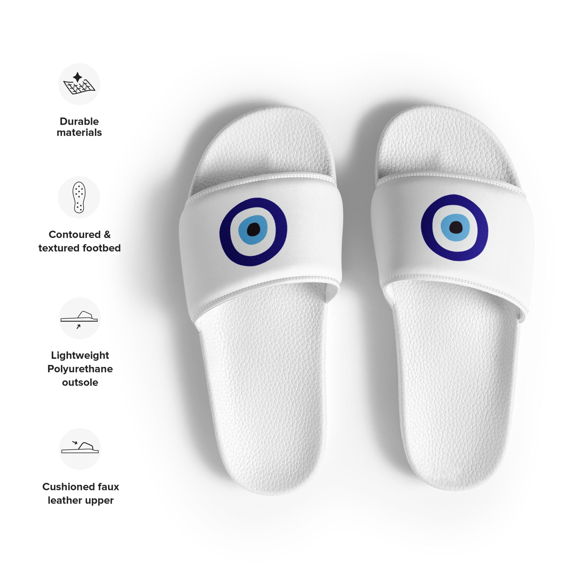 Men’s slides Evil Eye Design White