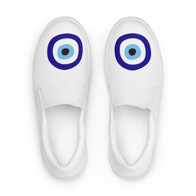 Ladies Evil Eye slip-on canvas White shoes